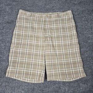 Nike‎ Golf Dri-FIT Mens Tan Plaid Shorts Size 36 Flat Front Performance Stretch